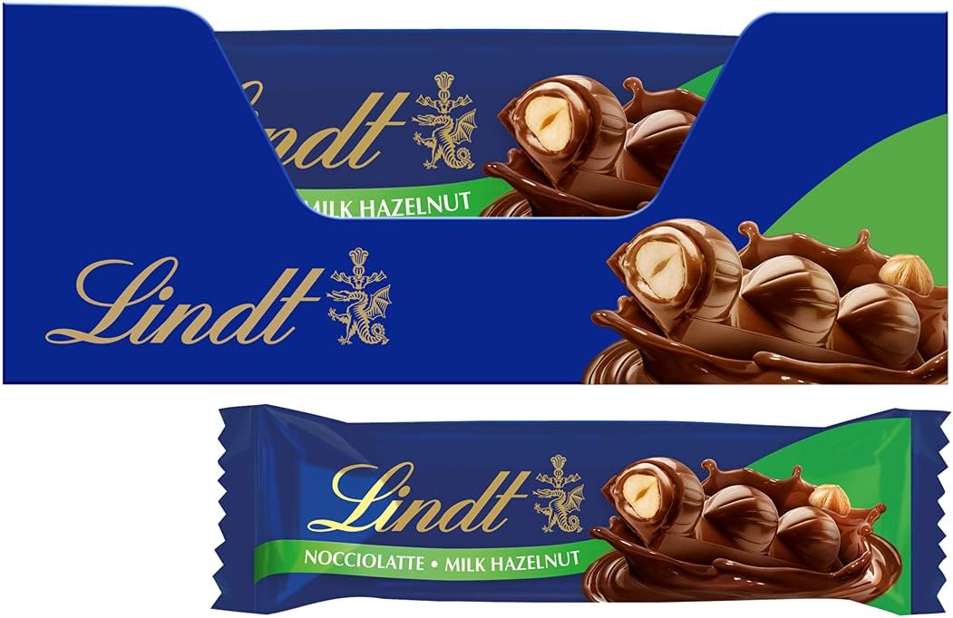 Lindt - Nocciolatte Milchschokolade und Haselnussriegel, 35 g, 18er-Packung