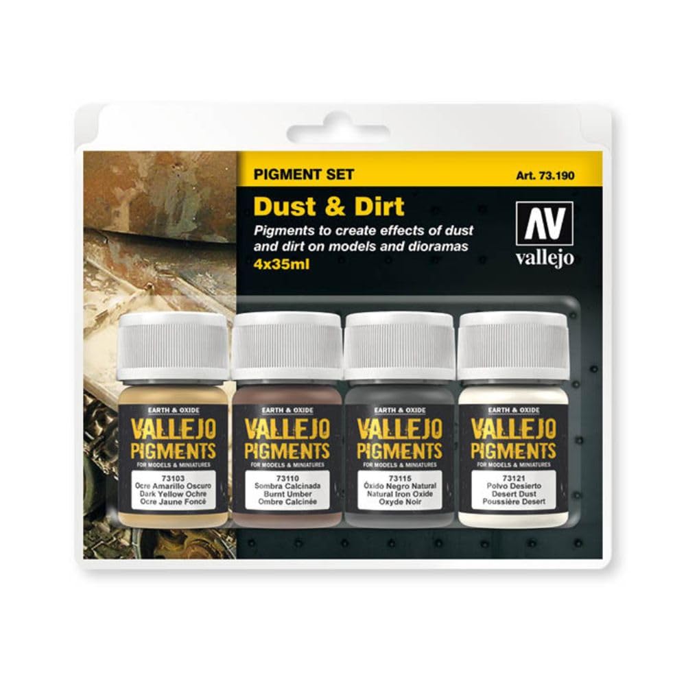 Vallejo Dust & Dirt Pigment Set - Model Building Paint, 4 x 35ml 6