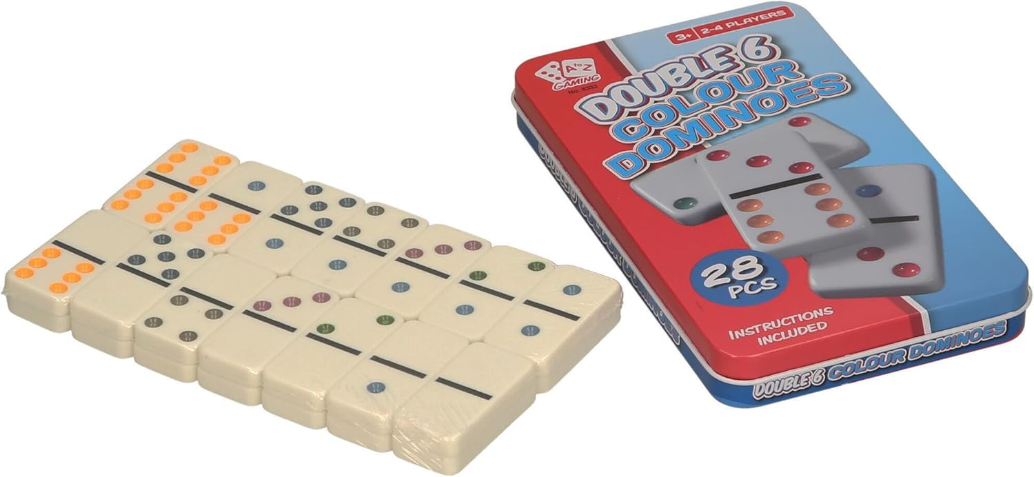 Atoz Double 6 Colour Dominoes Set in Tin Box 3