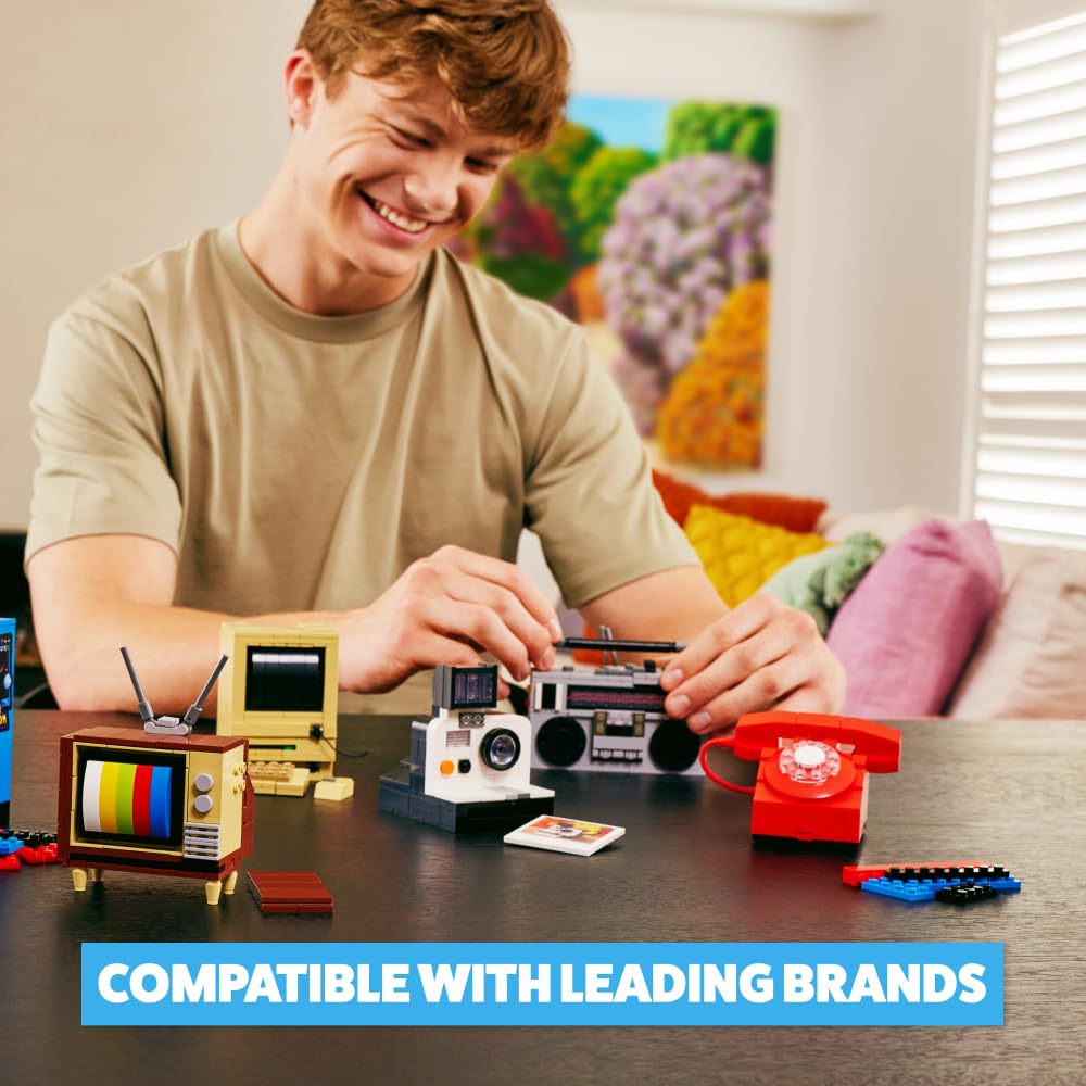 MAX Premium Retro Building Bricks - Telephone Design, 256-Piece Collectible Set for Ages 3+