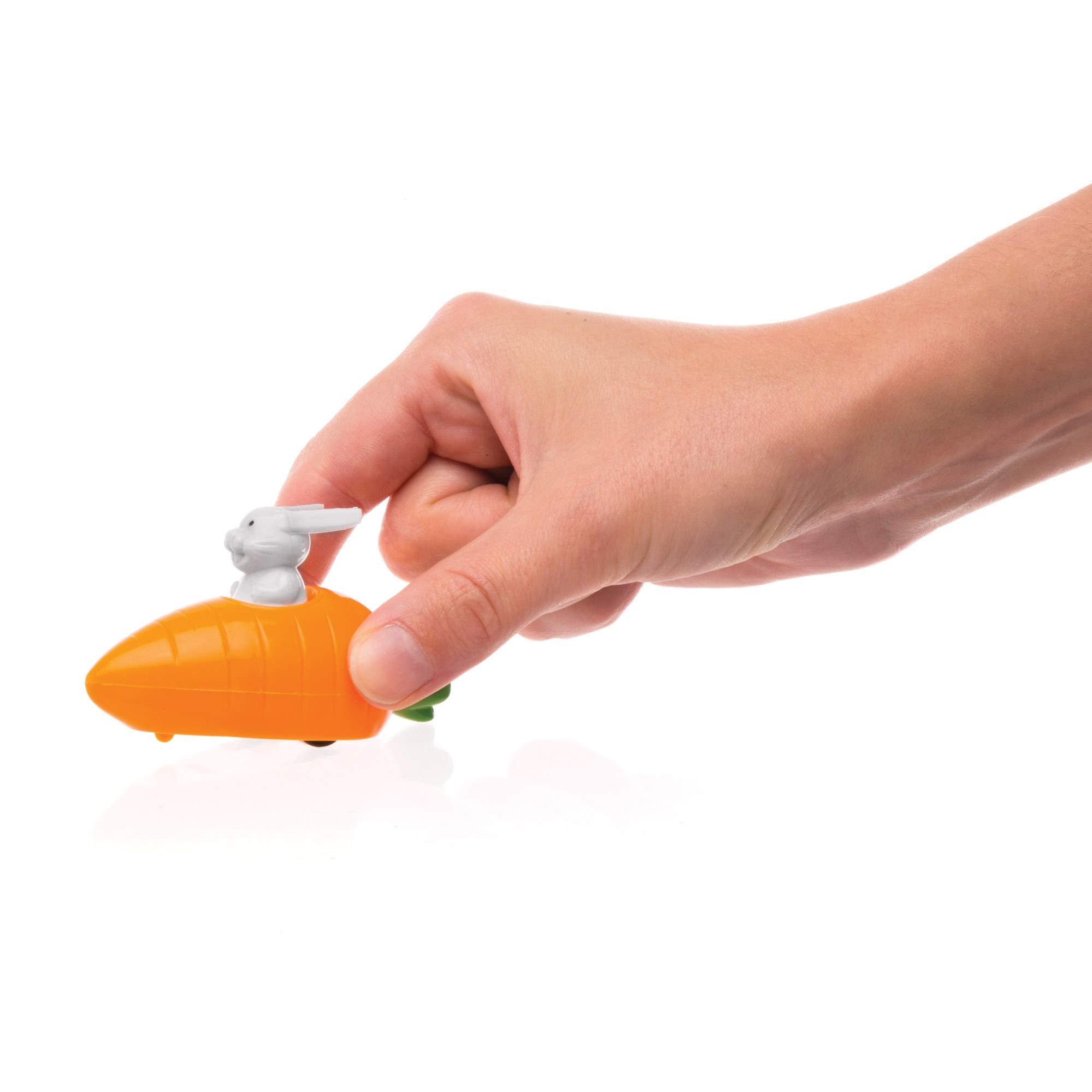 Baker Ross Bunny & Carrot Pull Back Racers (Pack of 4) | Plastic Toy Racers for Ages 3+