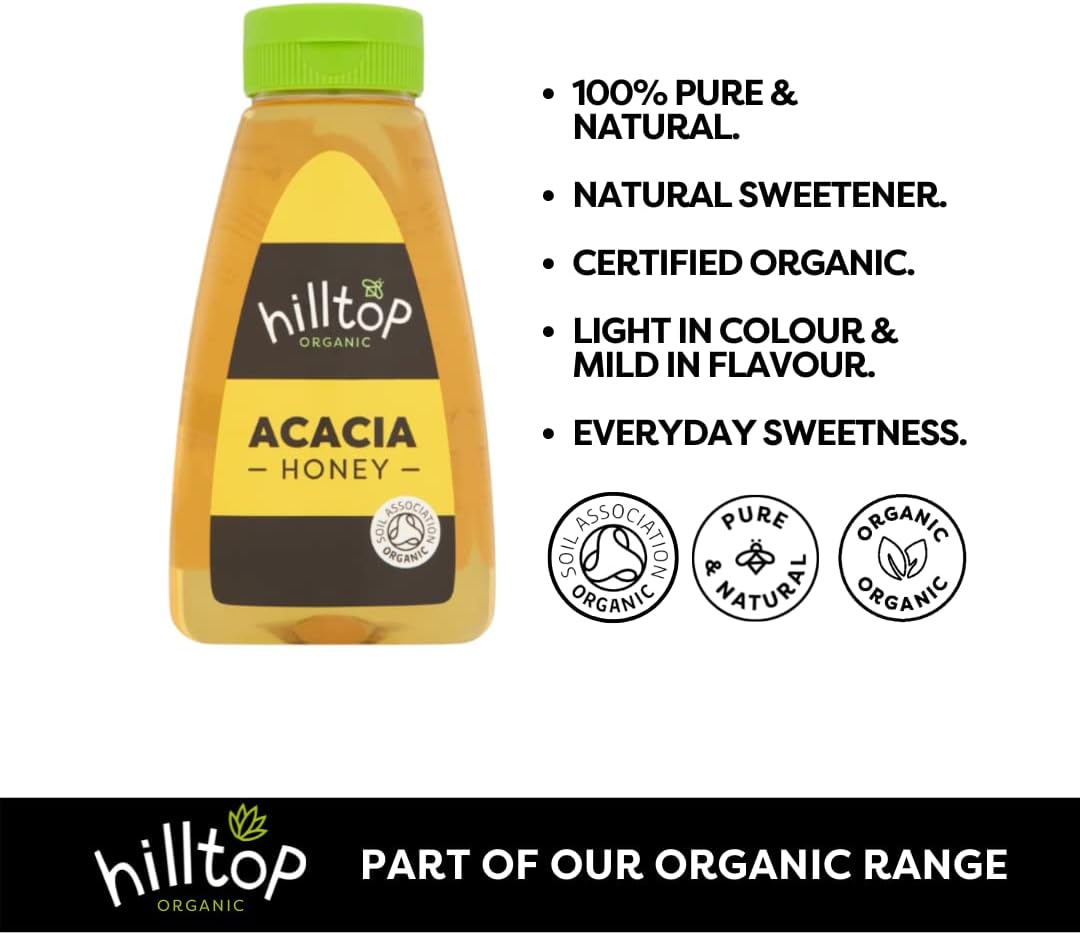 Hilltop Honey - Organic Acacia Honey - Squeezy Bottle - 340g 4