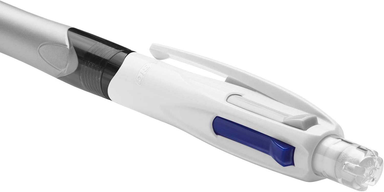 BIC 4 Colours Multifunctional Ballpoint Pen and HB Pencil Set with Built in Eraser, Set of 1 with 12 Refills 2