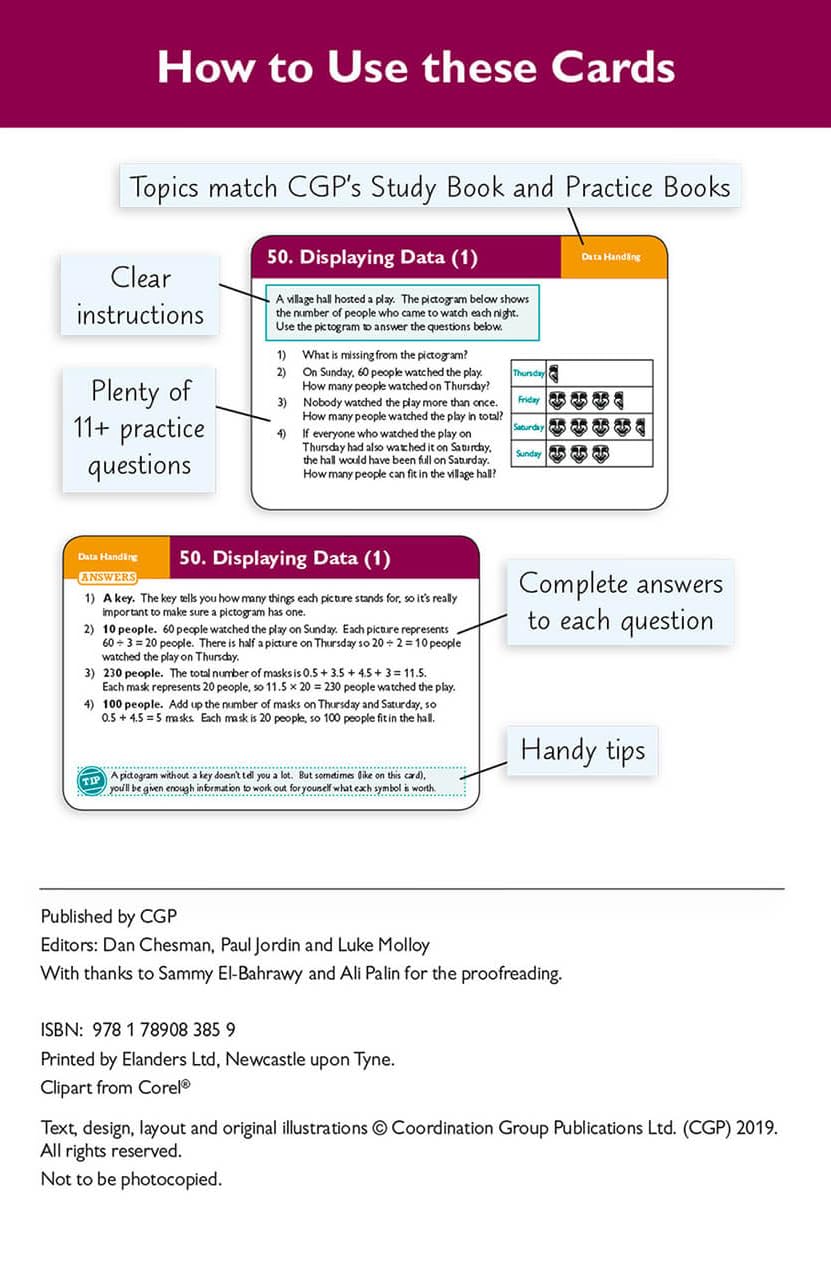 CGP Books 11+ GL Maths Practice Question Cards - Ages 10-11 | 96 Pages | Cards