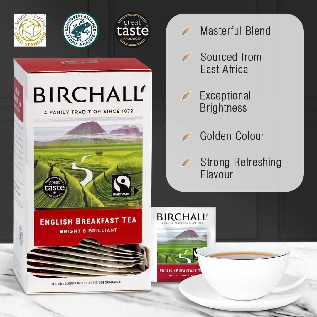 Birchall English Breakfast Tea Bags, 100% Fairtrade, Hand-Picked Black Tea from East Africa 10