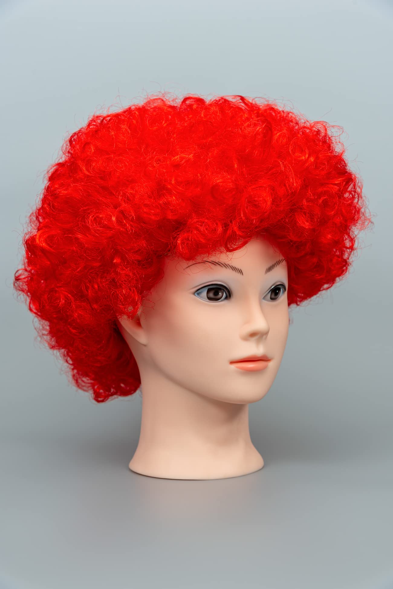 SHATCHI Red Curly Afro Wig for Fancy Dress, 70s Disco Costume, Unisex Party Accessory 3