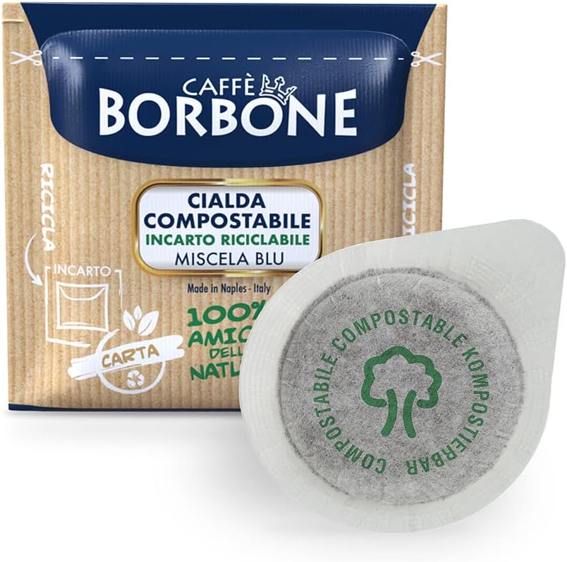 Caffè Borbone Blue Blend Compostable Coffee Pods - 100 Pack, ESE 44mm Compatible