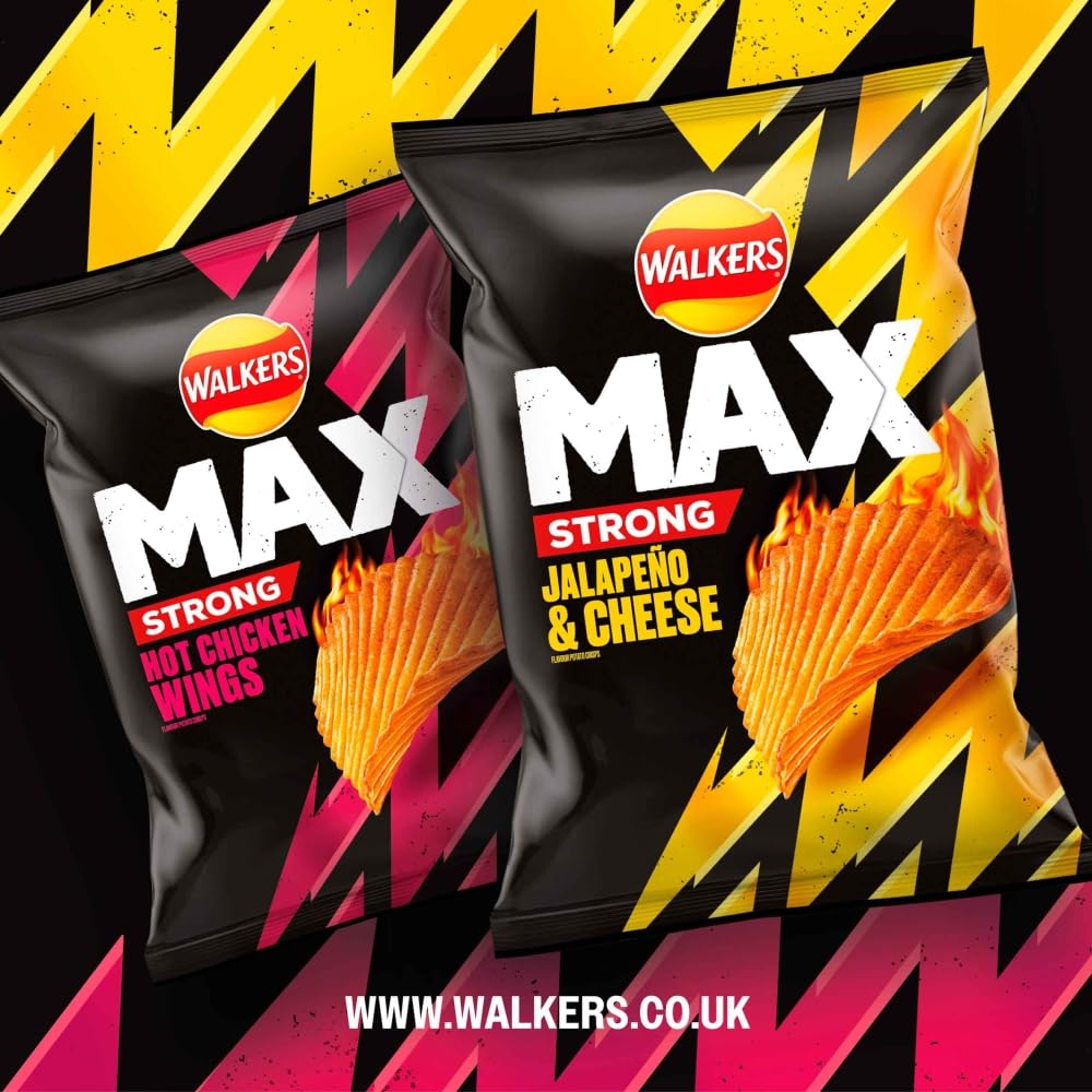 Walkers Max Strong Hot Chicken Wings Sharing Crisps 140g 4