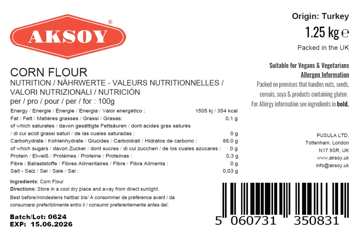 Aksoy Corn Flour 1.25KG - High Quality Resealable Pouch 5