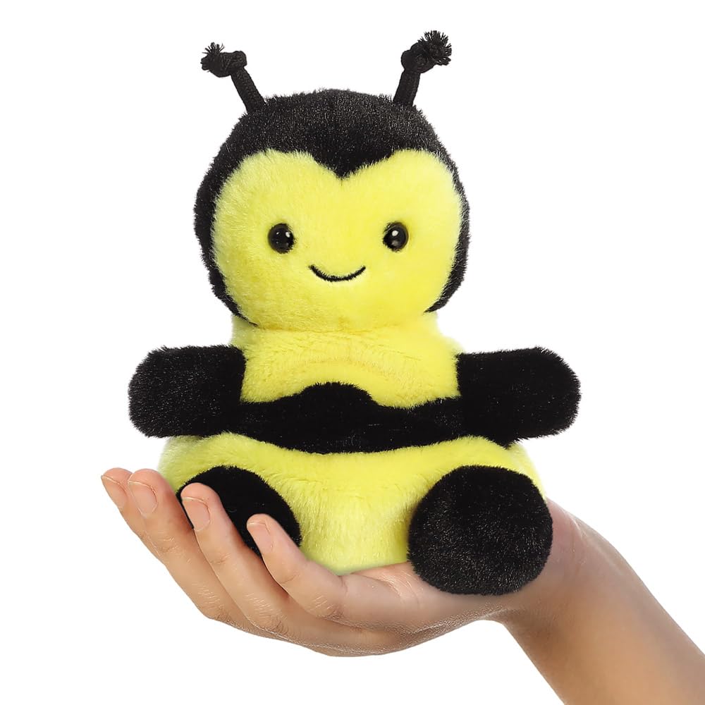 AURORA Palm Pals Queenie Bee Soft Toy | 5 Inch | Yellow & Black | Eco-Friendly