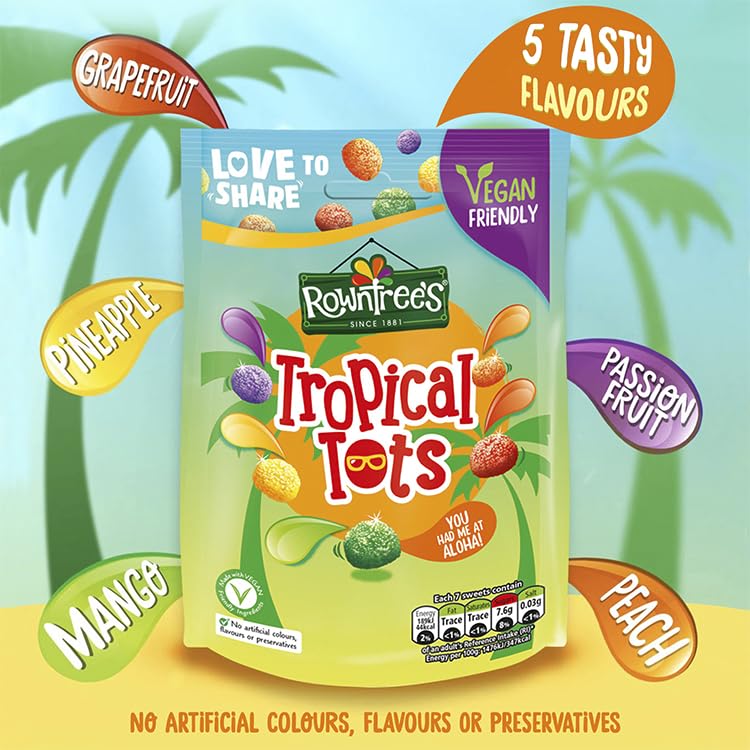 Rowntree's Tropical Tots Vegan Friendly Sweets Sharing Bag 140g 4