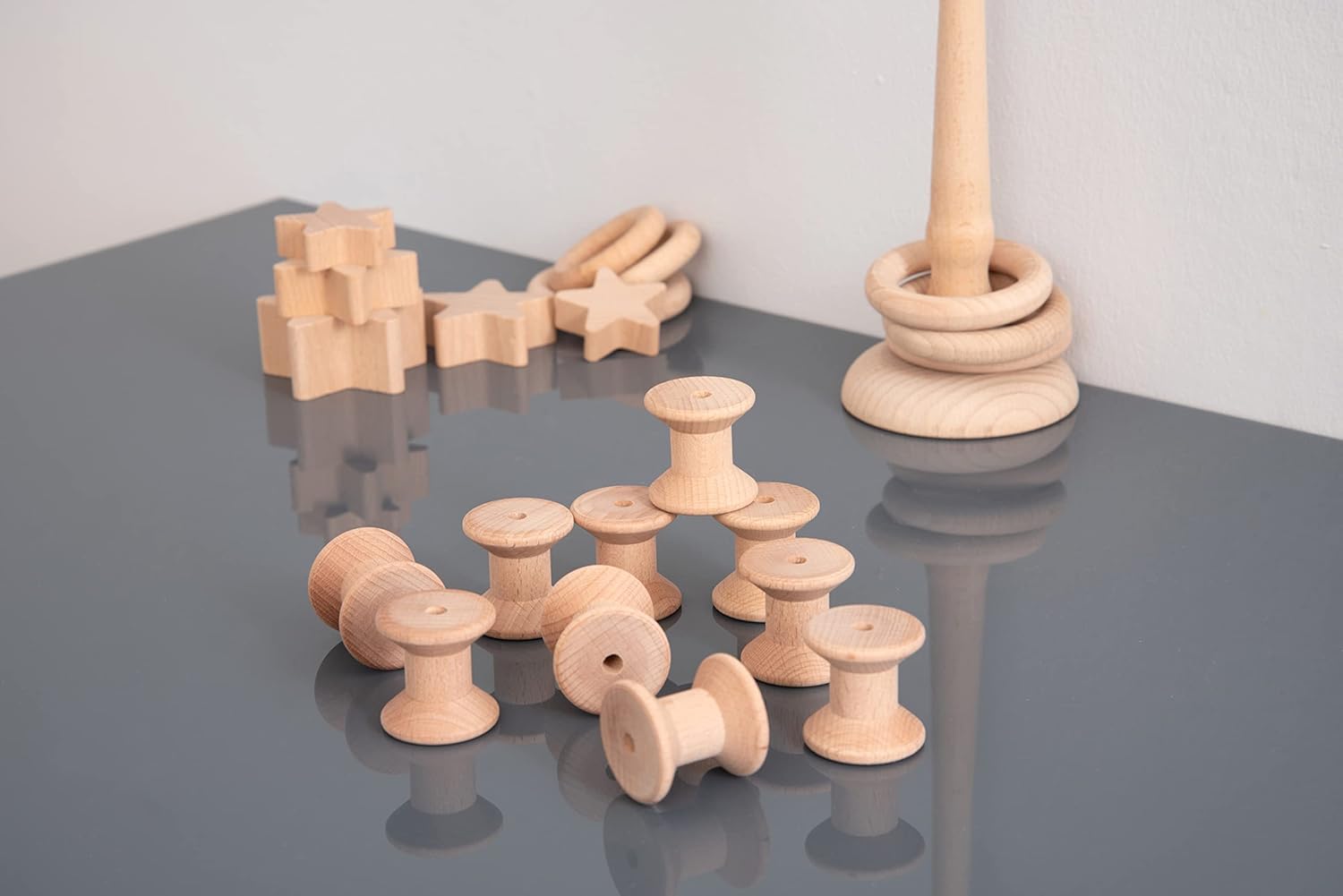 TickiT Natural Wooden Spools - Heuristic Play Set for Toddlers 3