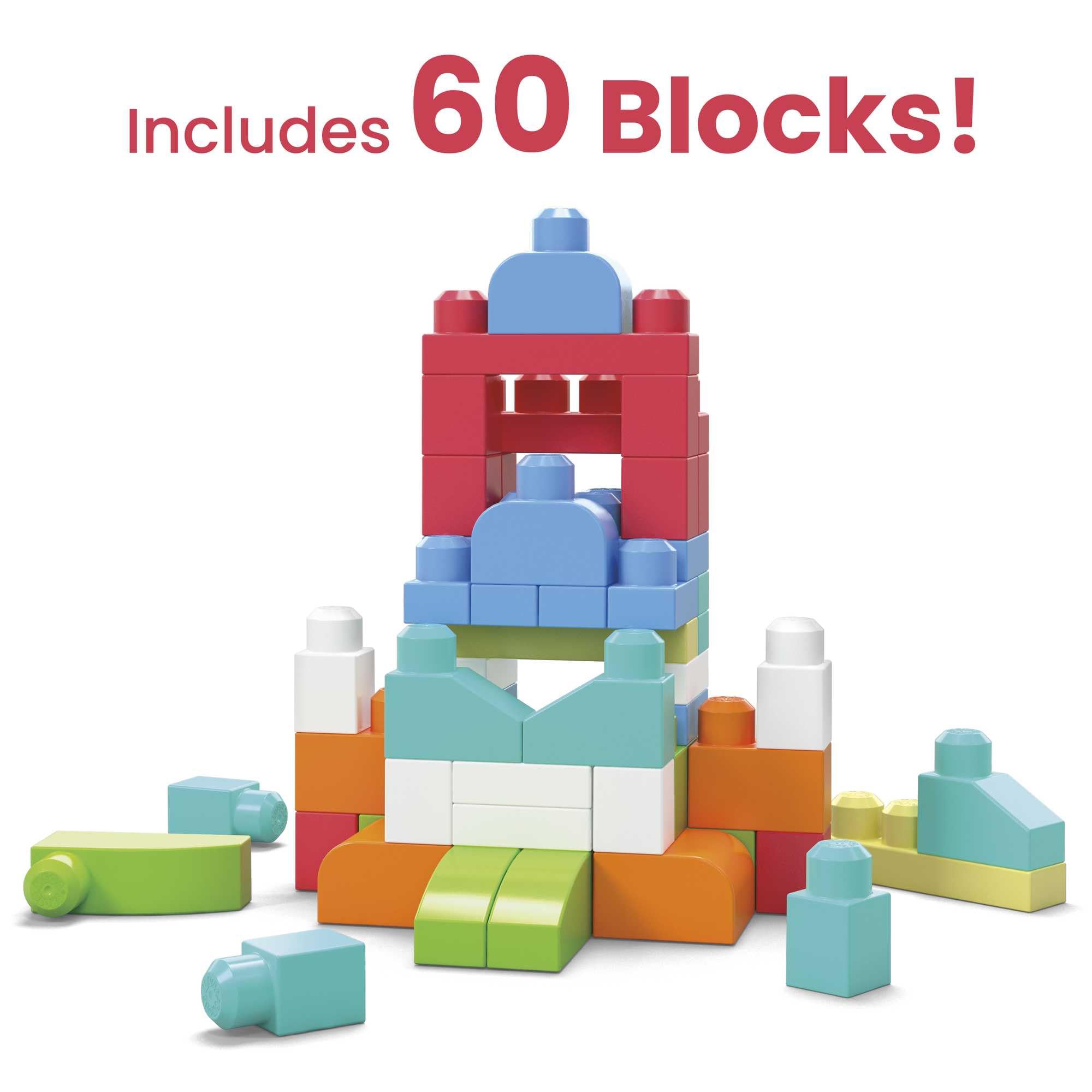 MEGA BLOKS Big Building Bag - 60-Piece Building Set for Ages 1+ 3