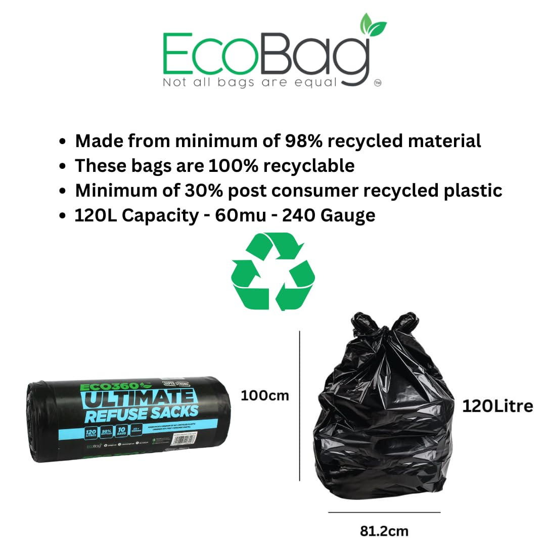 EcoBag ULT10 Heavy Duty 120L Recycled Bin Liners - 10 Pack 4