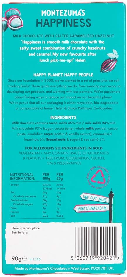 Montezuma - Happiness 35% Cocoa Milk Chocolate with Salted Caramelised Hazelnuts 90g 3