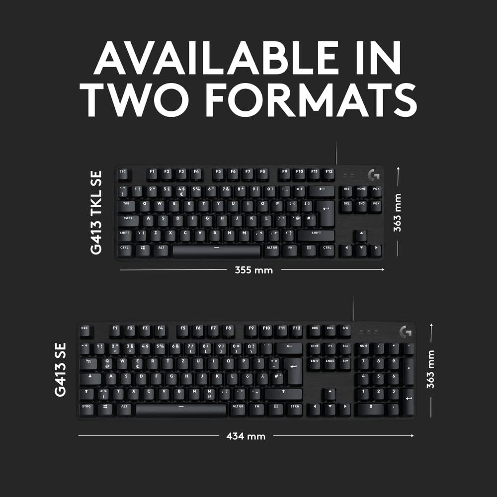 Logitech G413 TKL SE Mechanical Gaming Keyboard - Compact Backlit Keyboard with 6