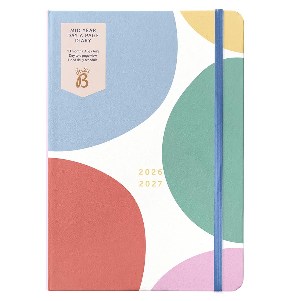 Busy B A5 Day-A-Page Academic Diary - Aug 2026 to Aug 2027 | Spot Cover | Elastic Closure 1