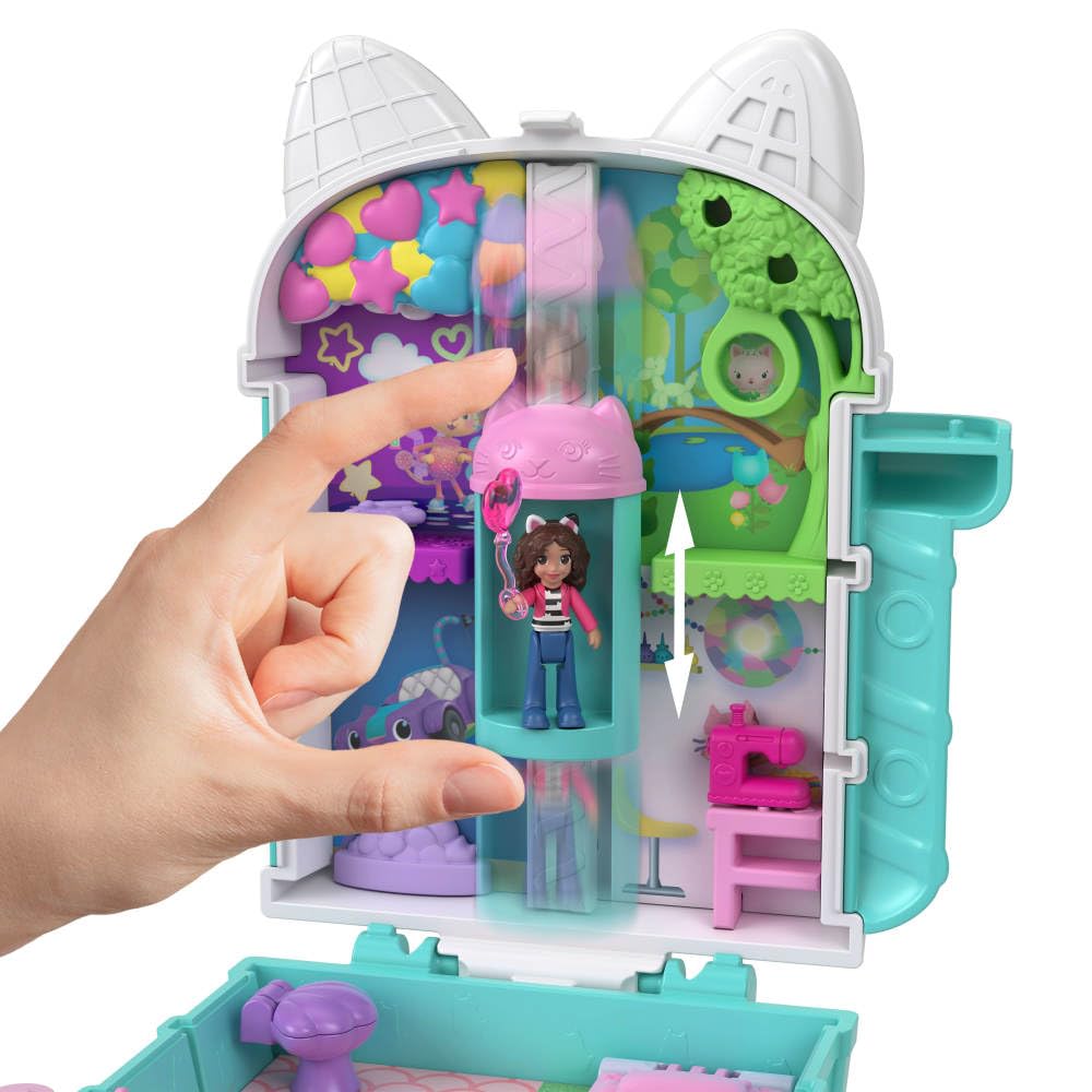 Polly Pocket x Gabby's Dollhouse Playset - 15-Piece Interactive Compact with Doll & Kitty Friends 6