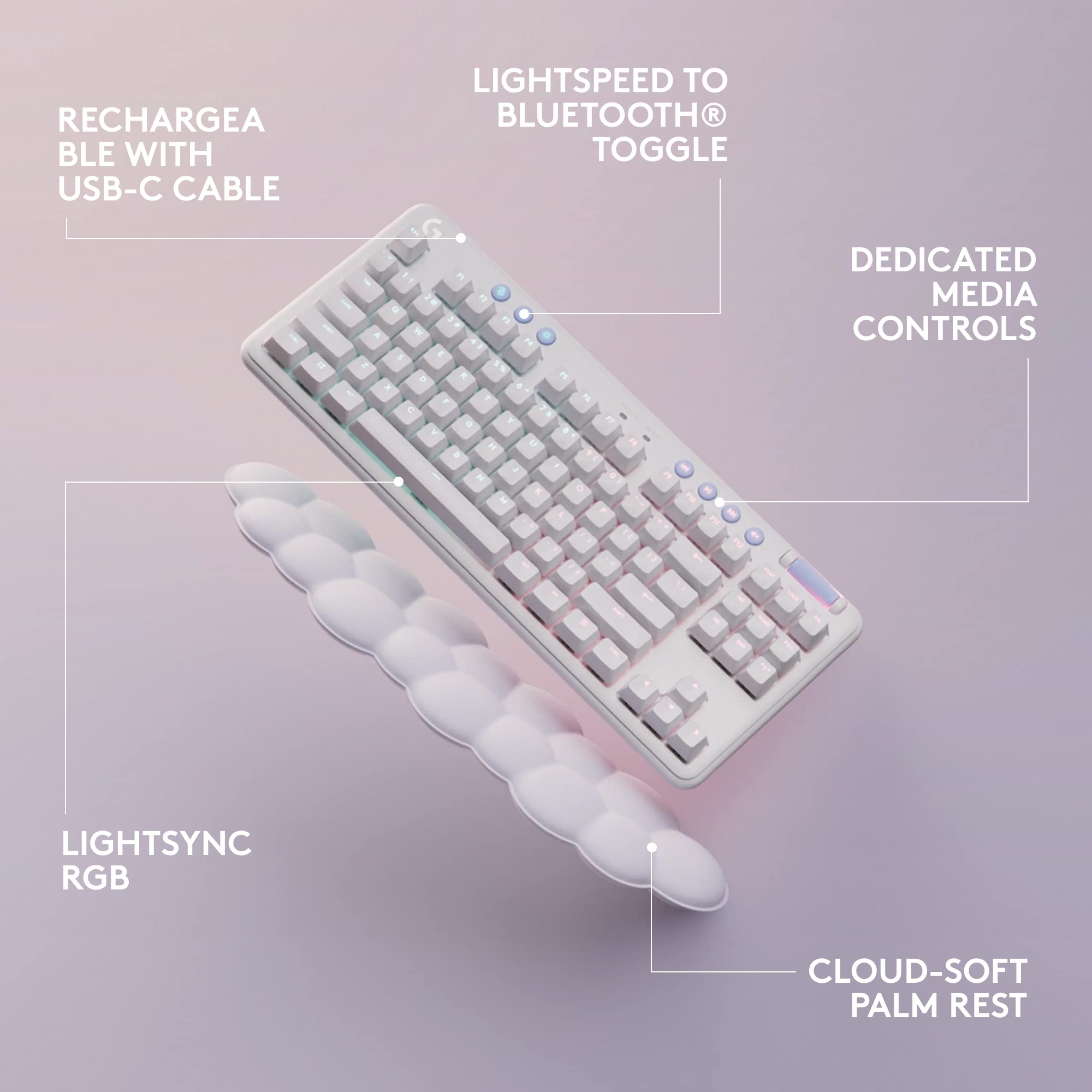 Logitech G G715 Wireless Mechanical Gaming Keyboard with LIGHTSYNC RGB, White - 920-010463 3