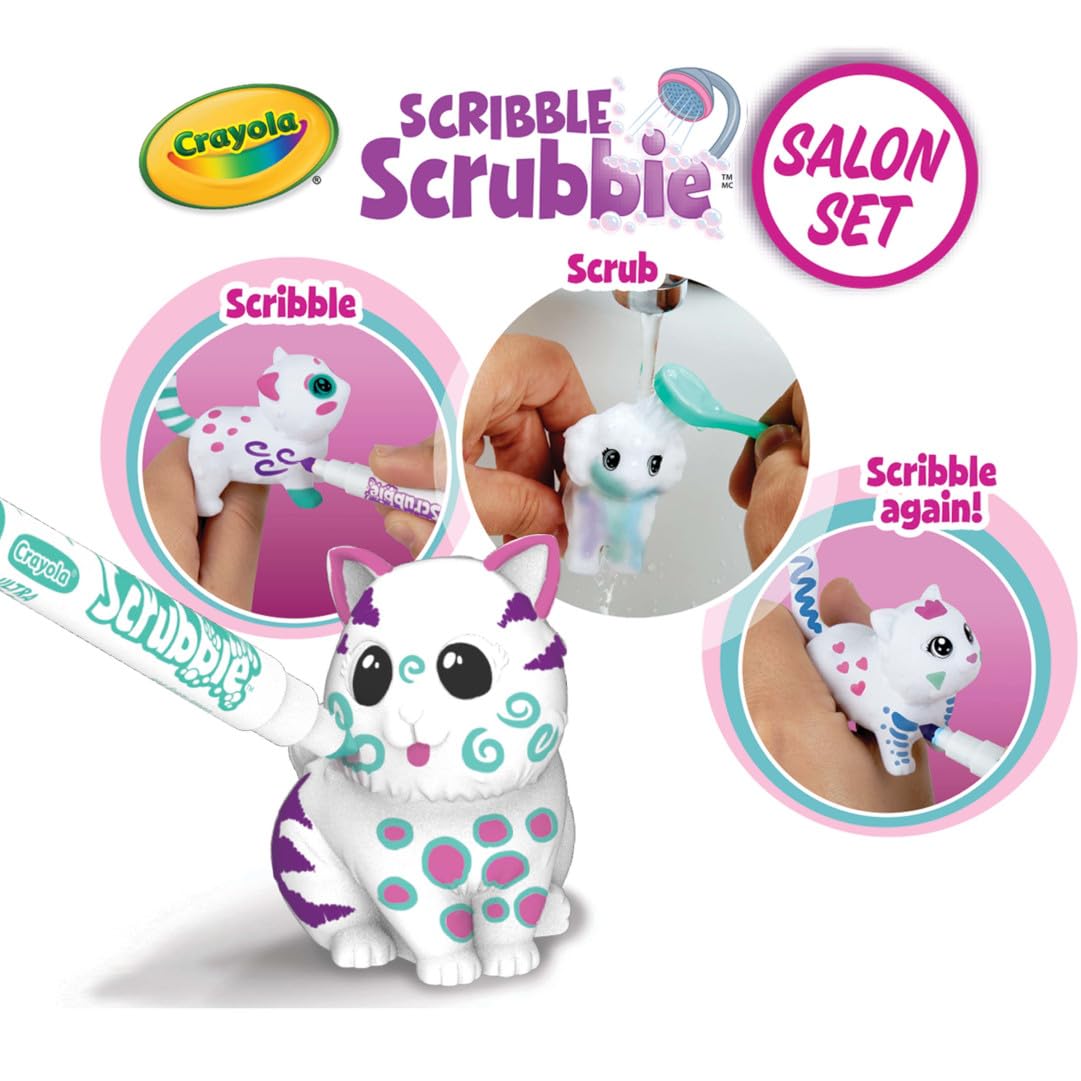 CRAYOLA Scribble Scrubbie Pets Beauty Salon Playset | Washable Toy | Ages 3+ 5