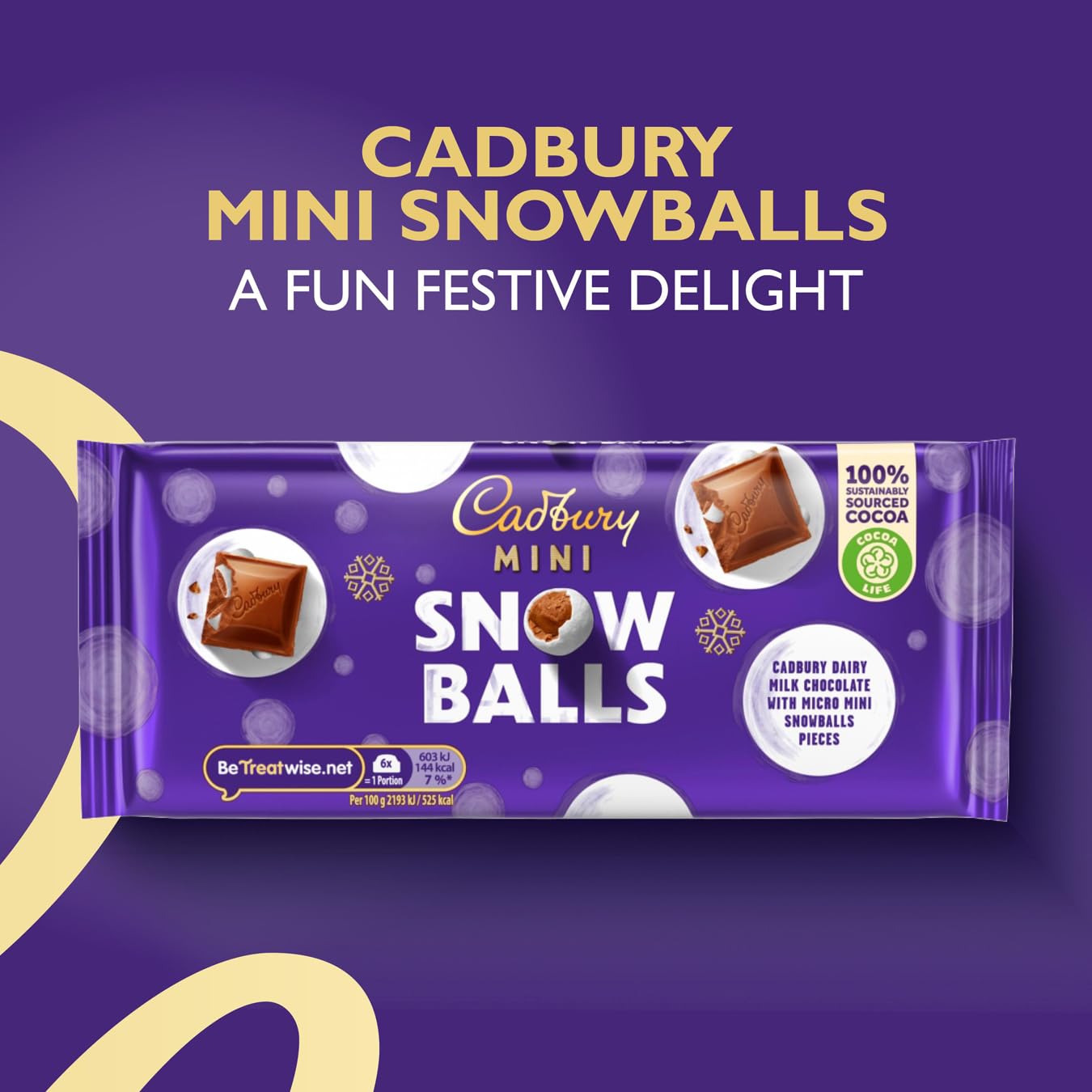 Cadbury Dairy Milk Mini Snowballs Chocolate Bar, 110g