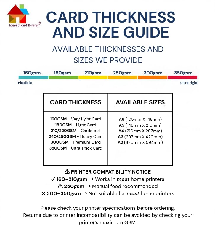 House of Card & Paper A4 White Card 350gsm - 25 Sheets for Crafting & Office Use 3