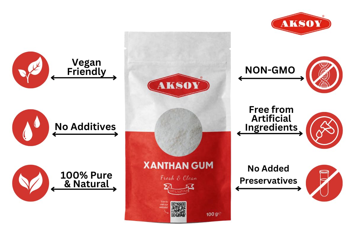 AKSOY Xanthan Gum Powder Thickener & Stabiliser | 100g | Gluten-Free & Vegan 3