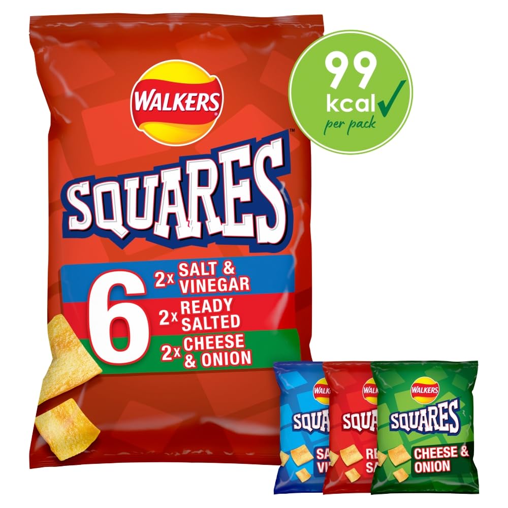Walkers Squares Variety Multipack Snacks Crisps 6x22g 3