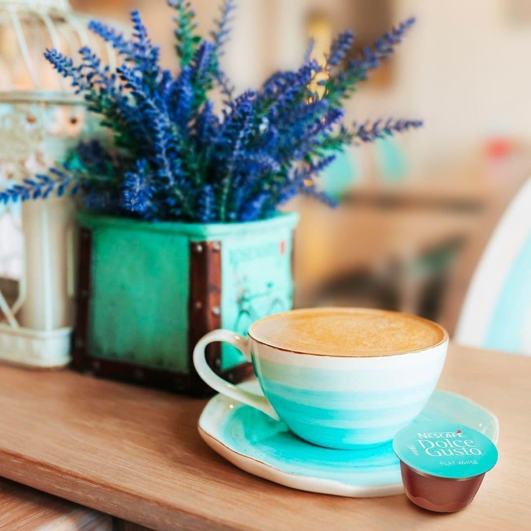 NESCAFÉ Dolce Gusto Flat White Coffee Pods - 48 Capsules (3 Boxes of 16) - Creamy Milk & Espresso Blend 10