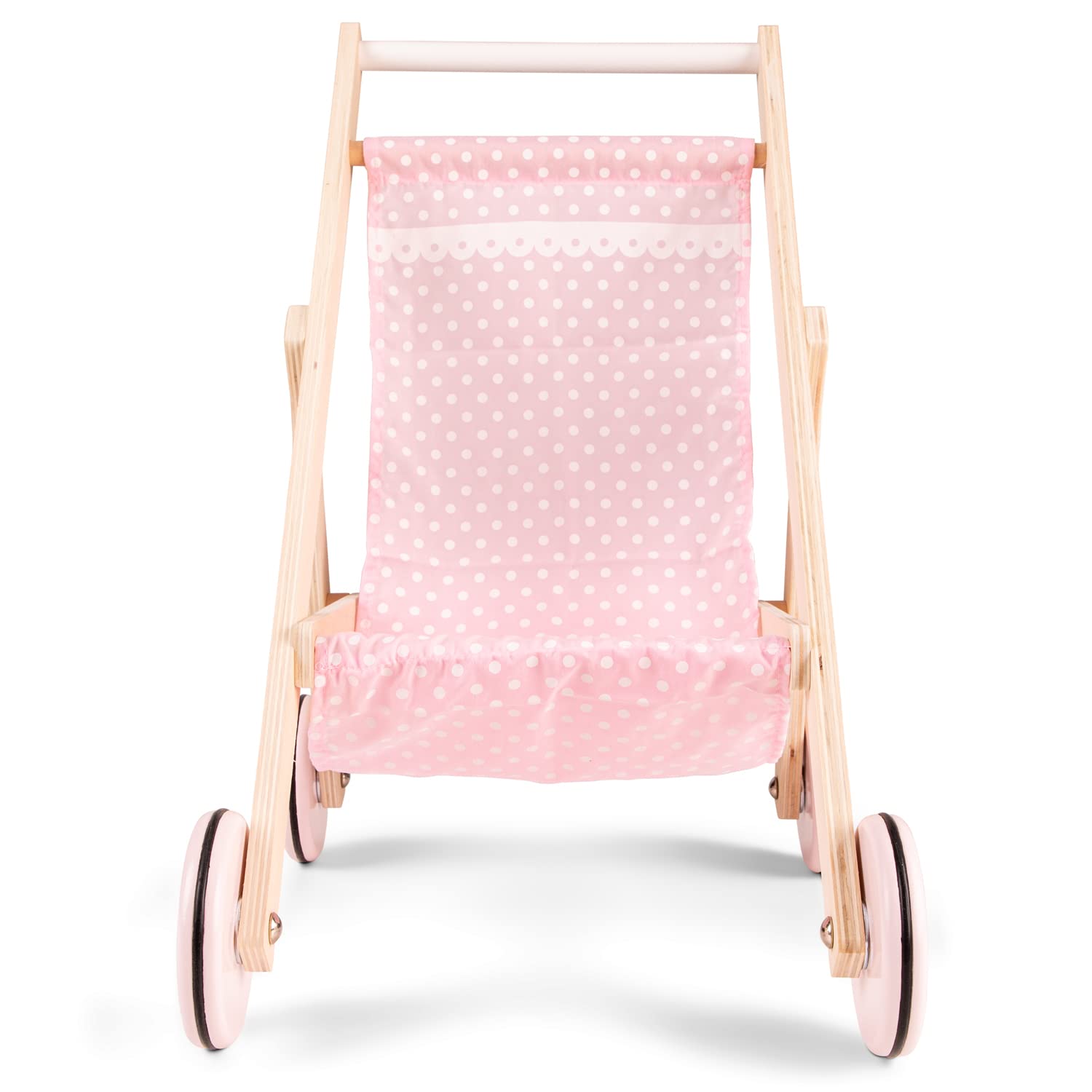 New Classic Toys Wooden Doll Stroller for Children 36 Months and Up - Pink/Natural 3