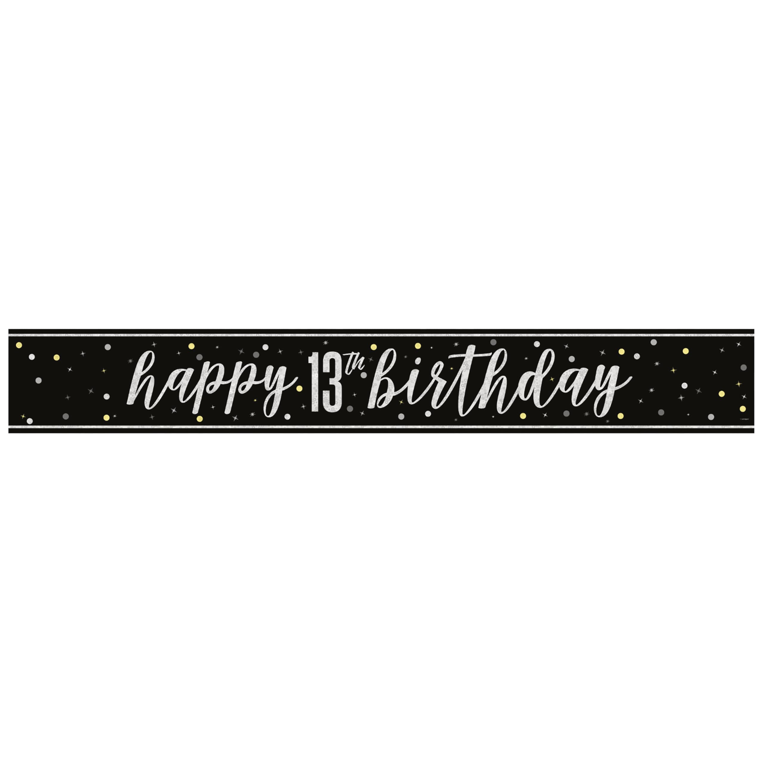 Unique Glitz Black 13th Birthday Banner - 2.74m Foil