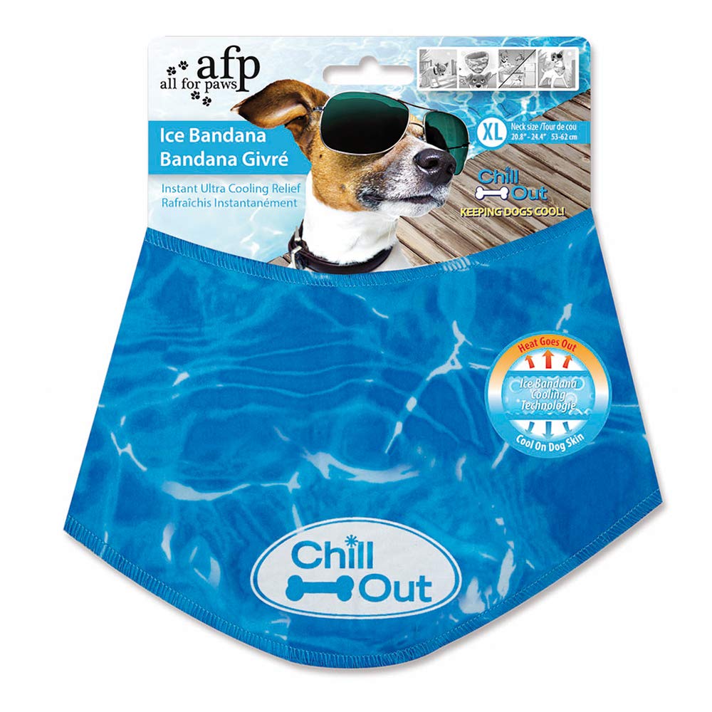ALL FOR PAWS Chill Out Ice Dog Bandana - Cooling Technology | Extra-Large | Blue