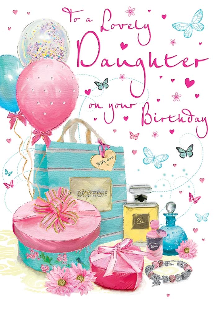 Piccadilly Greetings Daughter Birthday Card | 9 x 6 Inches | Pink | Made in the UK