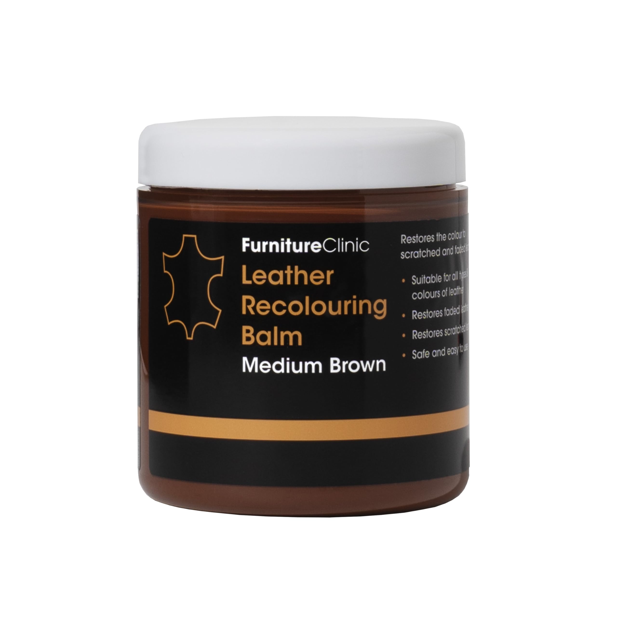 Furniture Clinic Leather Recolouring Balm - Medium Brown for Faded & Scratched Sofas, Car Seats, Shoes, Clothing 1