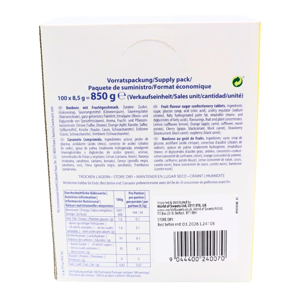 PEZ Fruchtmix Nachfüllpackung, Vegane Retro-Süßigkeiten, 850 g 3