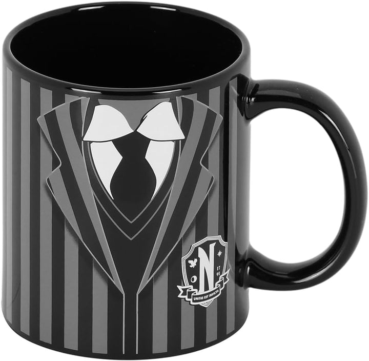 Wednesday Uniform Ceramic Mug - Black, 13 x 9.5 cm, Gift Box Included