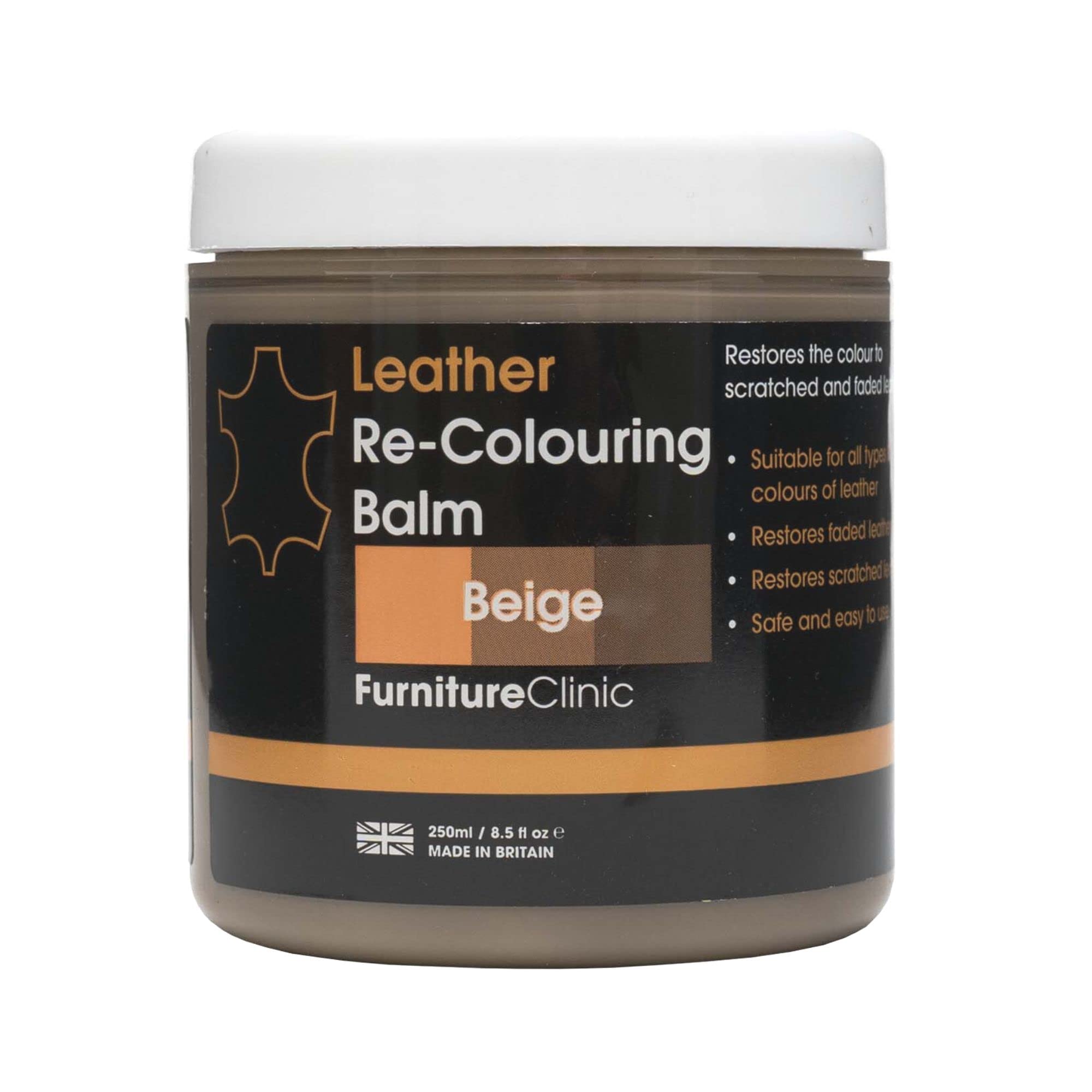 Furniture Clinic Leather Recolouring Balm - Beige Shade for Faded & Scratched Sofas, Car Seats, Shoes, Clothing 2
