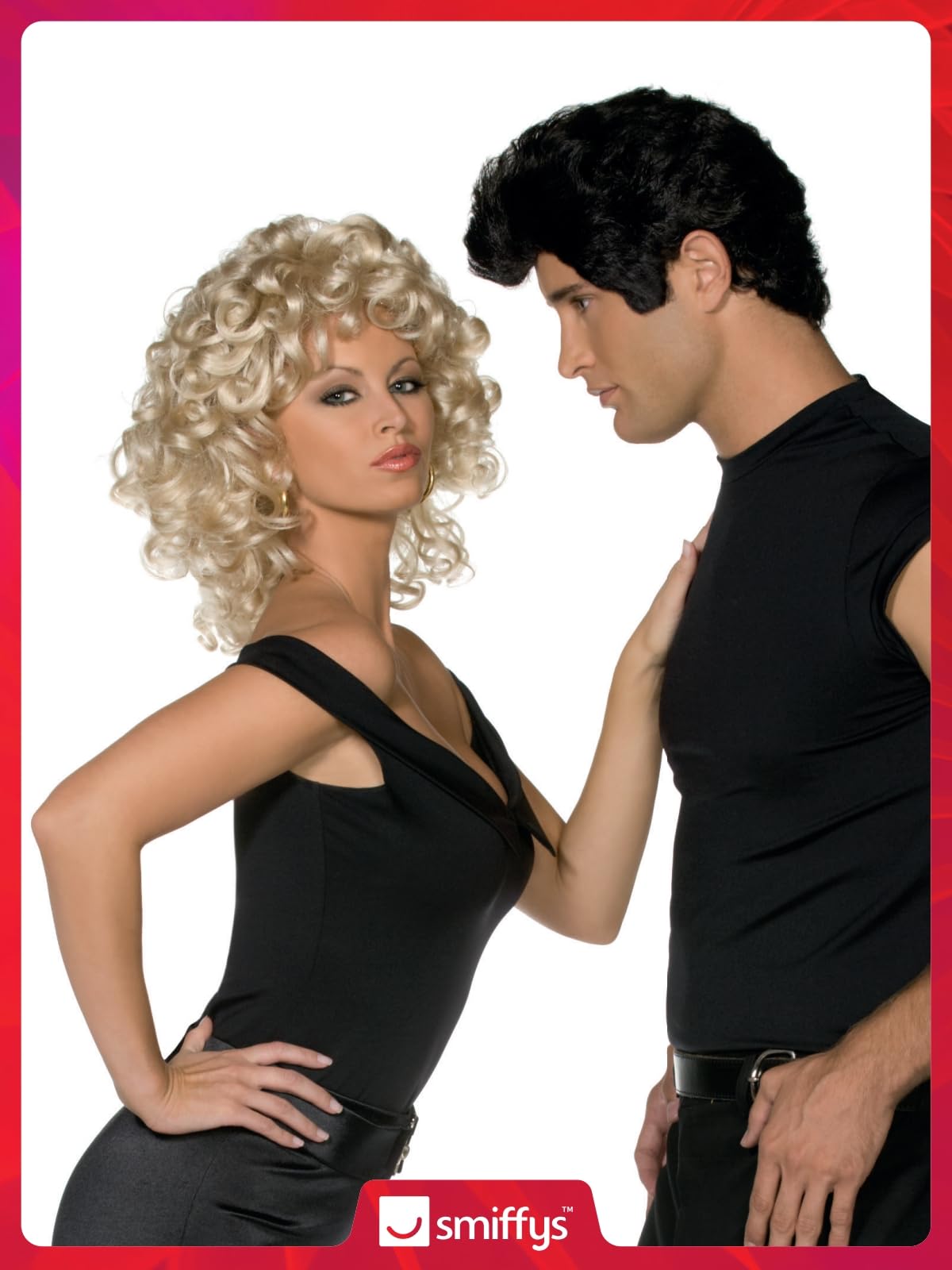 Smiffys Grease Sandy Last Scene Blonde Curly Wig - Pre-Styled & Officially Licensed for Adults