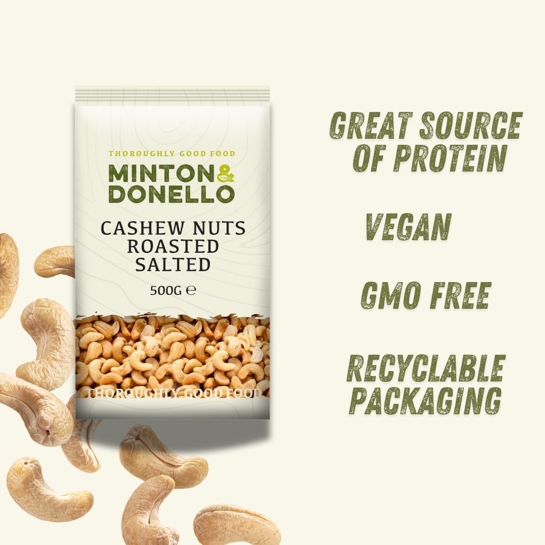 Minton & Donello Roasted and Salted Cashew Nuts, 500g Pack 3