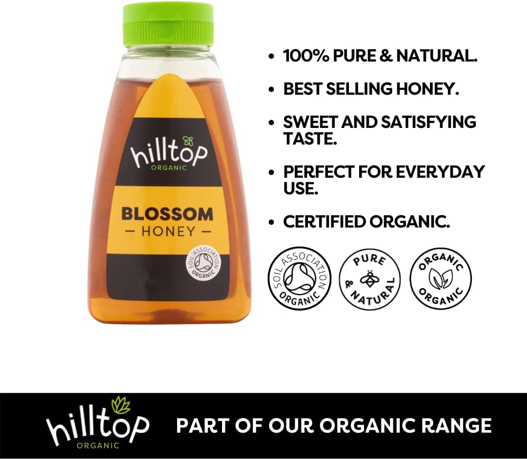 Hilltop Honey - Organic Blossom Honey - Squeezy Bottle - 340g 3