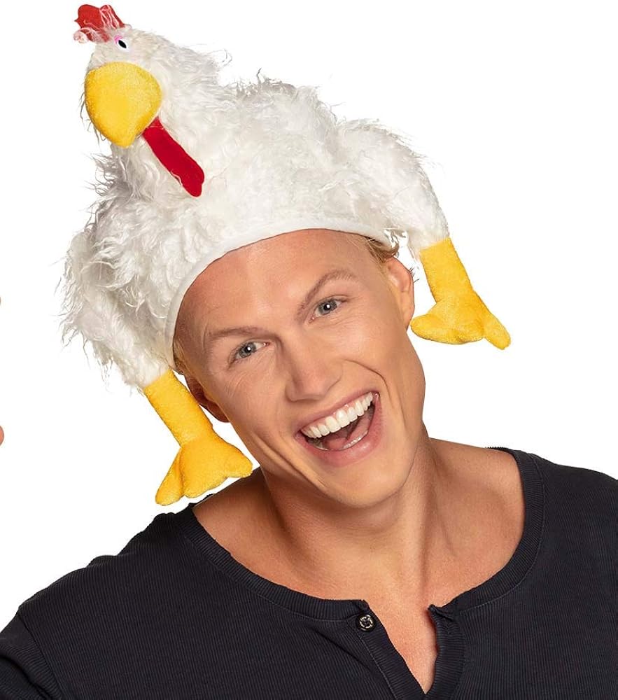 Boland Chicken Carnival Hat for Adults, Fluffy White Wool Theme Party Hat 3