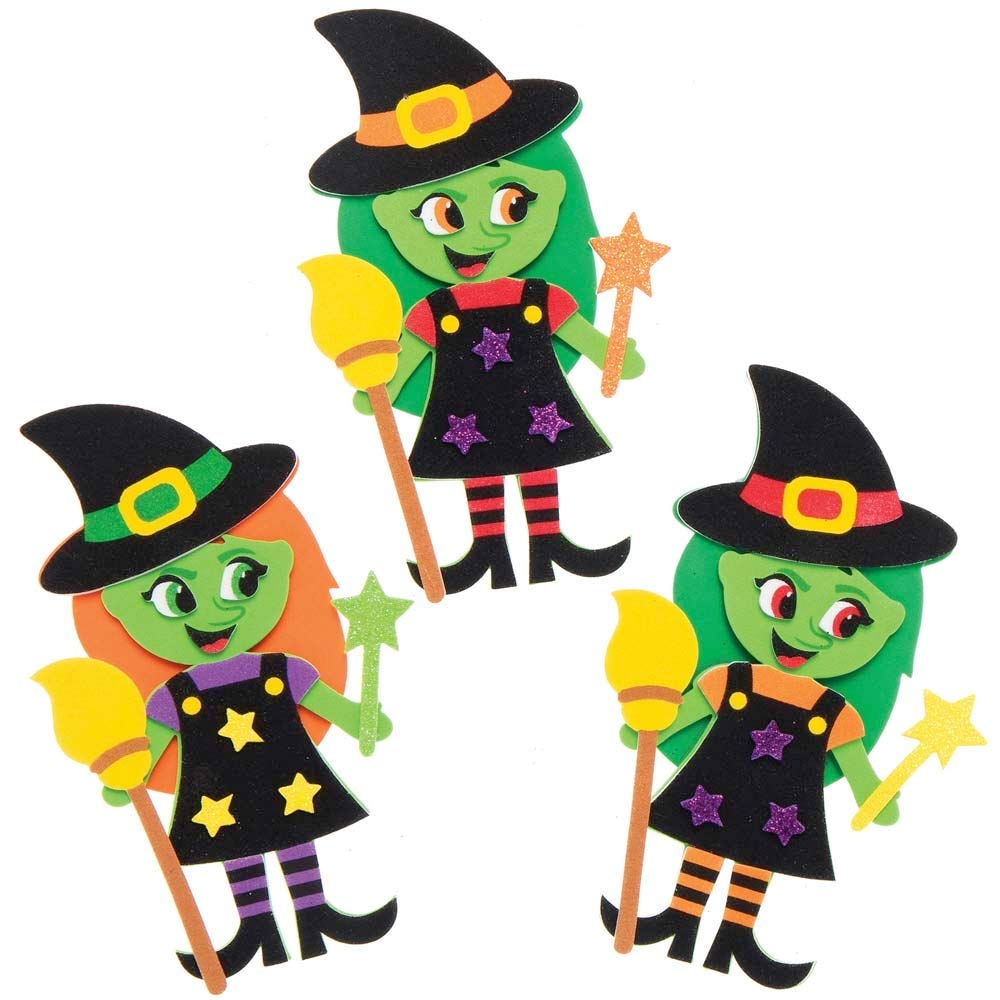 Baker Ross Witch Mix and Match Halloween Decoration Magnet Kits - Pack of 8, Ages 3+