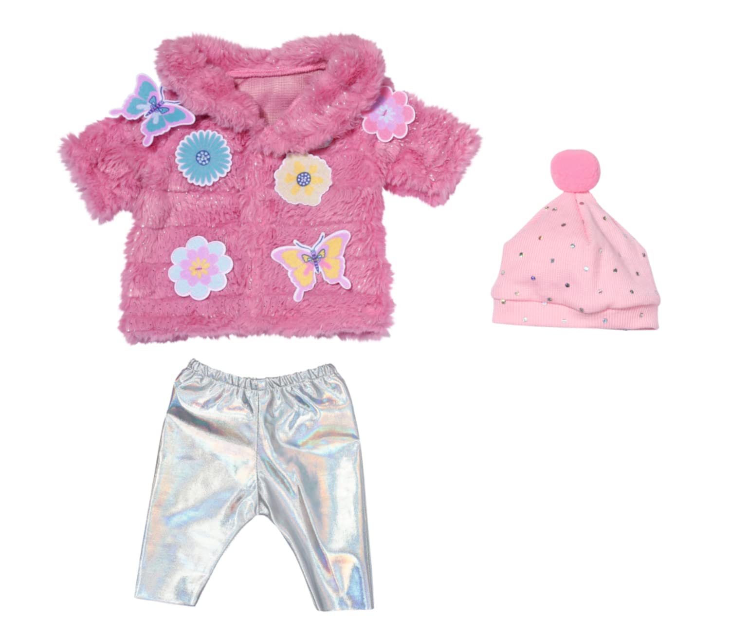 BABY born Pink Coat Set 833834 - Fluffy Coat, Leggings & Hat for 17" Dolls