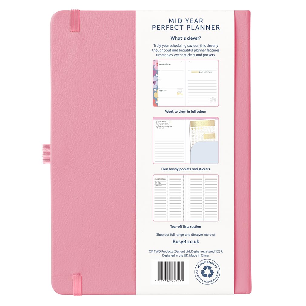Busy B A5 Weekly Planner - Mid-Year Academic Diary Aug '26 - Aug '27 | Pink Vegan Leather 3
