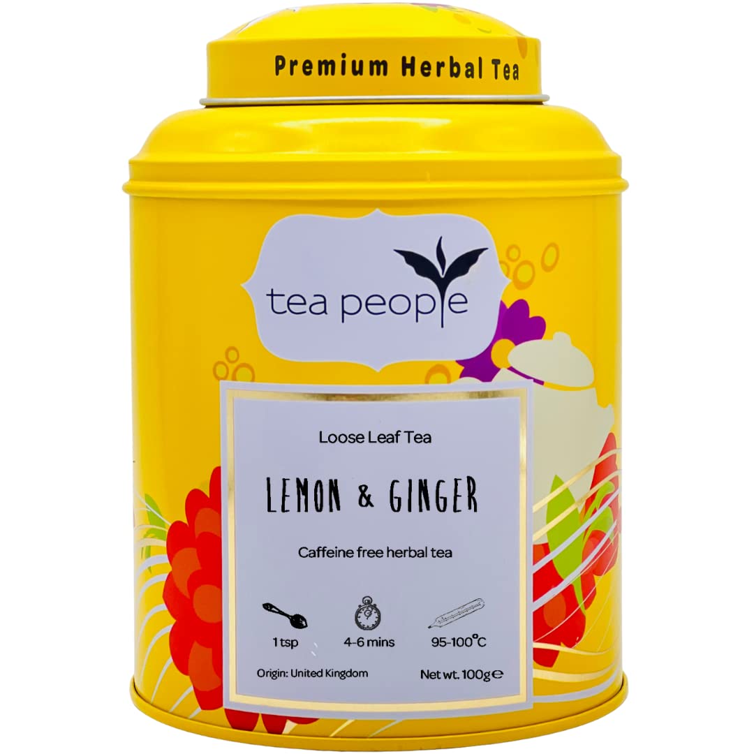 Tea People Lemon and Ginger Herbal Tea - 100g Caffeine-Free Loose Leaf Blend with Amla, Lemongrass & Ginger 6