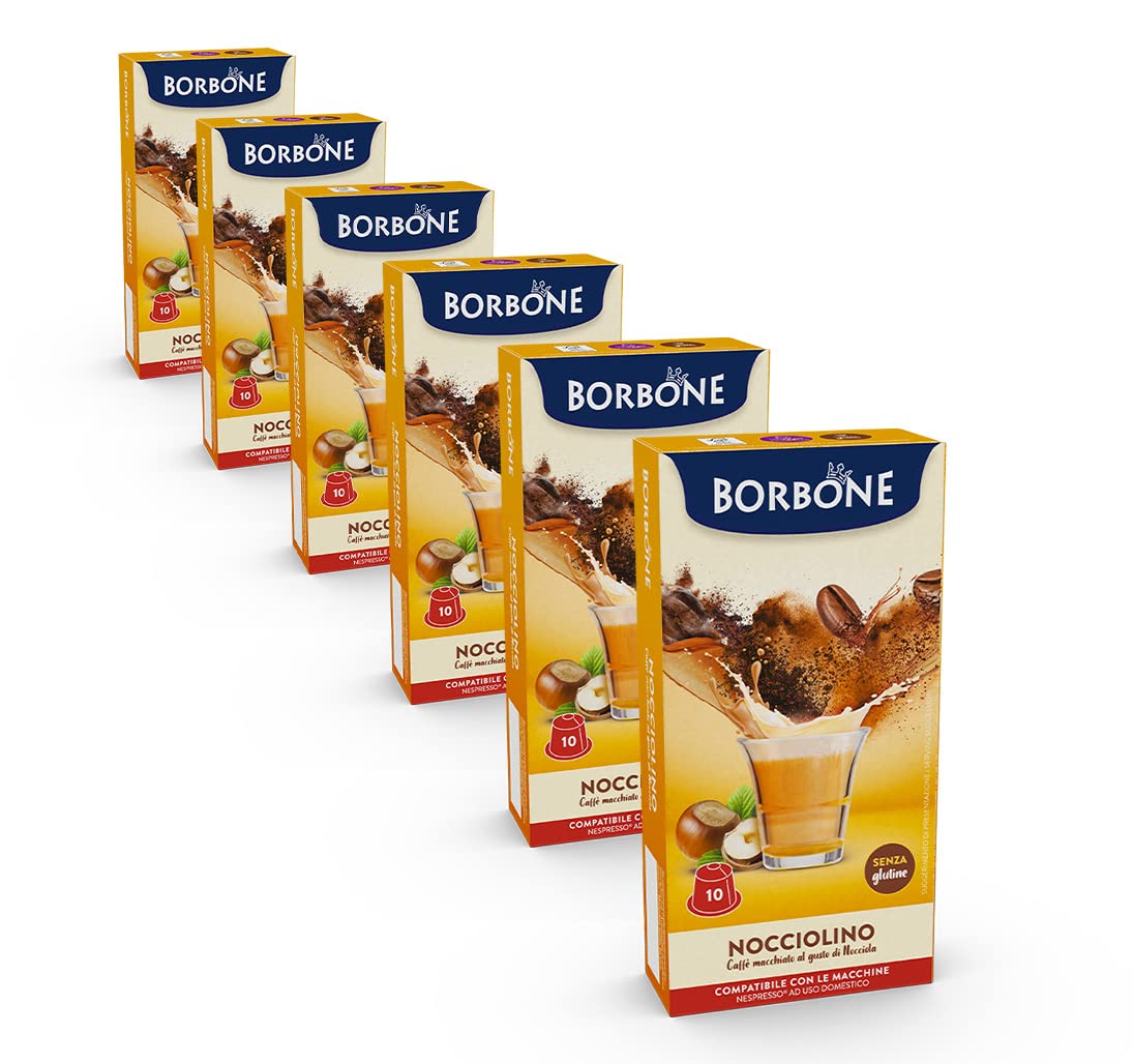Caffè Borbone Nocciolino - Hazelnut Flavored Cappuccino - 60 Capsules (6 Packs of 10) - Compatible with Nespresso® Domestic Machines 6