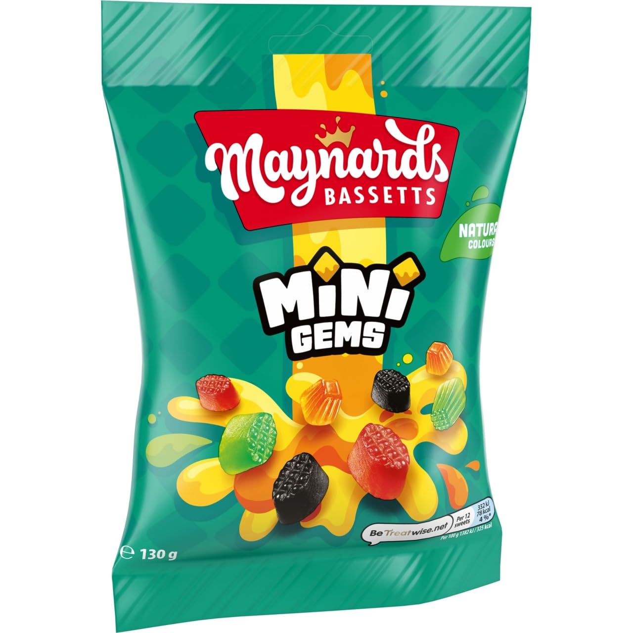Maynards Bassetts Minigems Assorted Fruity Jelly Sweets, 130g Re-sealable Bag