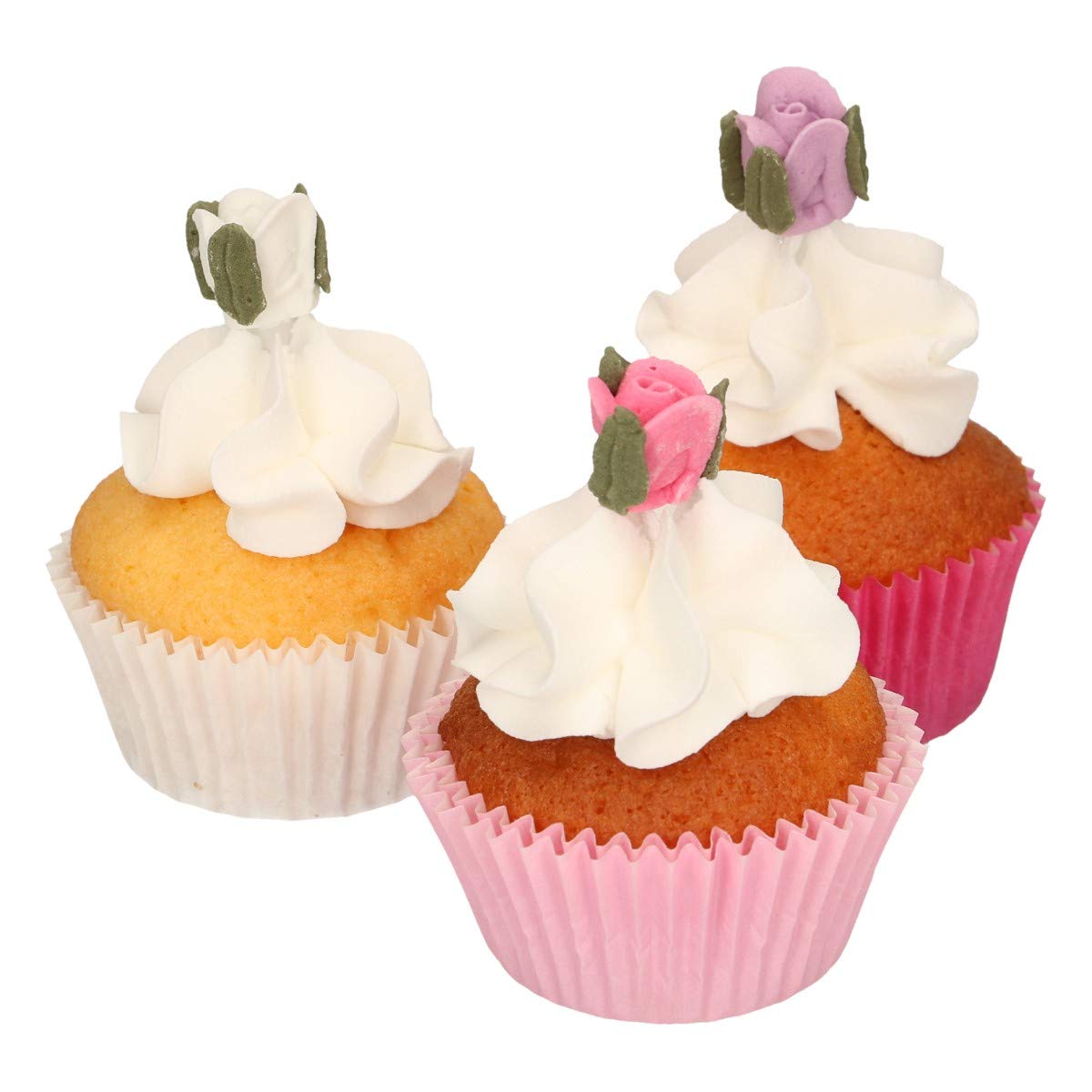 FunCakes Sugar Decorations Roses with Leafs | Edible | Gluten Free | 16 Pack 2