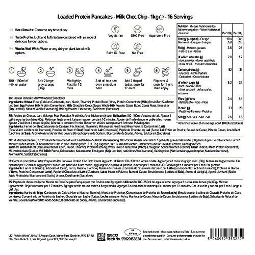 THE PROTEIN WORKS Loaded Protein Pancake Mix - High Protein, Low Sugar with Tri-Protein Blend 8