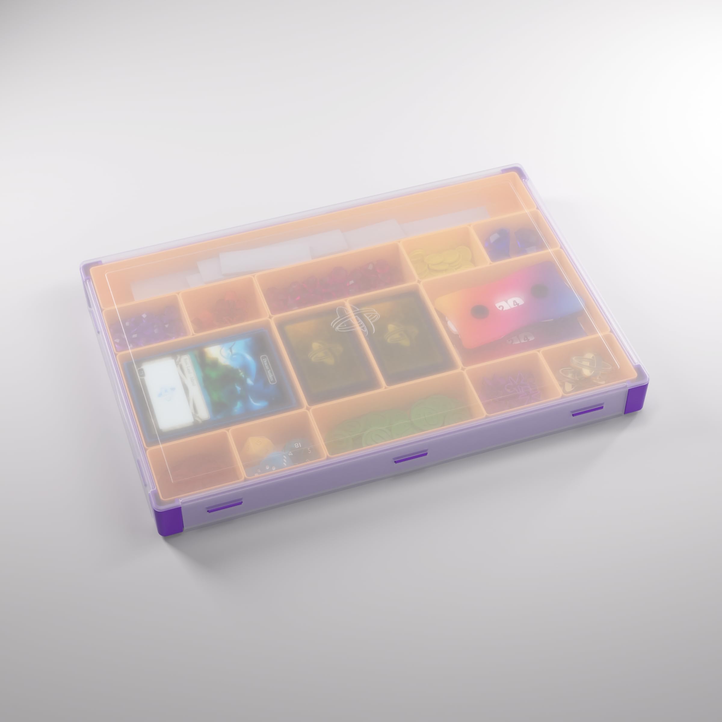 Gamegenic Token Silo XL Purple/Orange – 15-Compartment Board Game Organizer with Removable Trays 3